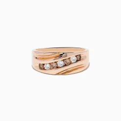 Mens|Effy Jewelry Men's 14K Rose Gold Espresso and White Diamond Ring