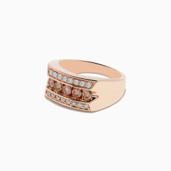 Mens|Effy Jewelry Men's 14K Rose Gold Espresso and White Diamond Ring