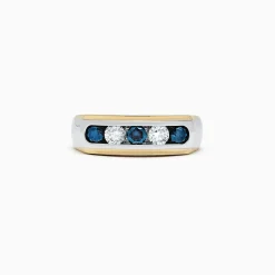 Mens|Effy Jewelry Men's 14K Two-Tone Gold Blue and White Diamond Ring, 0.98 TCW