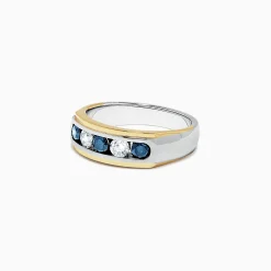 Mens|Effy Jewelry Men's 14K Two-Tone Gold Blue and White Diamond Ring, 0.98 TCW
