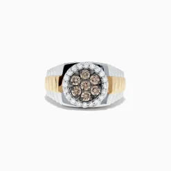 Mens|Effy Jewelry Men's 14K Two-Tone Gold Espresso and White Diamond Ring, 0.97 TCW