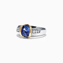 Mens|Effy Jewelry Men's 14K Two-Tone Gold Tanzanite Diamond Ring, 1.90 TCW