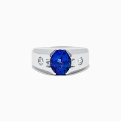 Mens|Effy Jewelry Men's 14K Whit e Gold Tanzanite and Diamond Ring