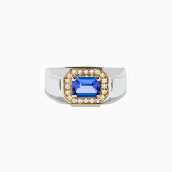 Mens|Effy Jewelry Men's 14K White and Yellow Gold Tanzanite and Diamond Ring