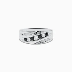 Mens|Effy Jewelry Men's 14K White Gold Black and White Diamond Ring
