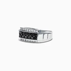 Mens|Effy Jewelry Men's 14K White Gold Black and White Diamond Ring, 0.96 TCW