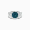 Mens|Effy Jewelry Men's 14K White Gold Blue and White Diamond Ring
