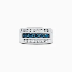Mens|Effy Jewelry Men's 14K White Gold Blue and White Diamond Ring, 1.67 TCW