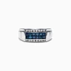 Mens|Effy Jewelry Men's 14K White Gold Blue and White Diamond Ring, 1.0 TCW