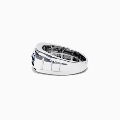Mens|Effy Jewelry Men's 14K White Gold Blue and White Diamond Ring, 1.0 TCW
