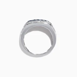 Mens|Effy Jewelry Men's 14K White Gold Blue and White Diamond Ring, 1.0 TCW