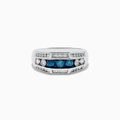 Mens|Effy Jewelry Men's 14K White Gold Blue and White Diamond Ring