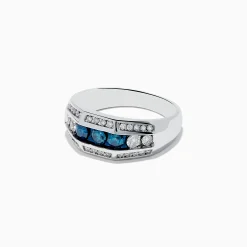 Mens|Effy Jewelry Men's 14K White Gold Blue and White Diamond Ring