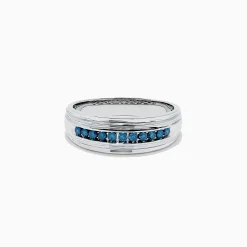 Mens|BH Multi Men's 14K White Gold Blue Diamond Ring, 0.24 TCW