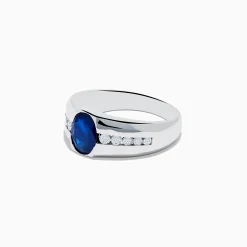 Mens|Effy Jewelry Men's 14K White Gold Sapphire and Diamond Ring