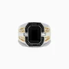 Mens|Effy Jewelry Men's 14K White u0026 Yellow Gold White and Black Diamond Onyx Ring