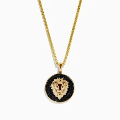 Mens|Effy Jewelry Men's 14K Yellow Gold Black Diamond Lion Pendant