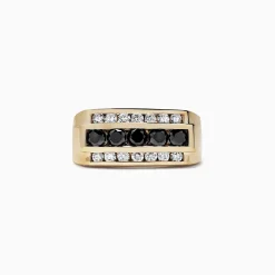 Mens|Effy Jewelry Men's 14K Yellow Gold Black and White Diamond Ring, 1.67 TCW