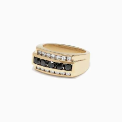 Mens|Effy Jewelry Men's 14K Yellow Gold Black and White Diamond Ring, 1.67 TCW