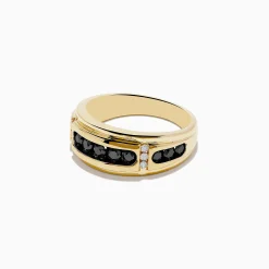 Mens|Effy Jewelry Men's 14K Yellow Gold Black and White Diamond Ring