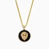 Mens|Effy Jewelry Men's 14K Yellow Gold Black Diamond Lion Head Pendant