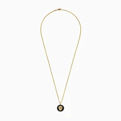 Mens|Effy Jewelry Men's 14K Yellow Gold Black Diamond Lion Head Pendant