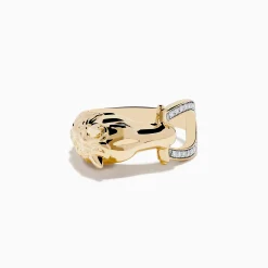 Mens|Effy Jewelry Men's 14K Yellow Gold Black and White Diamond Horse Ring