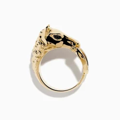 Mens|Effy Jewelry Men's 14K Yellow Gold Black and White Diamond Horse Ring