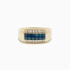 Mens|Effy Jewelry Men's 14K Yellow Gold Blue and White Diamond Ring