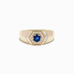 Mens|Effy Jewelry Men's 14K Yellow Gold Blue Sapphire and Diamond Ring