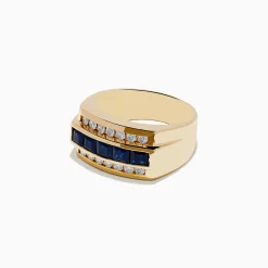 Mens|Effy Jewelry Men's 14k Yellow Gold Blue Sapphire and Diamond Ring