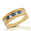 Mens|Effy Jewelry Mens 14K Yellow Gold Blue u0026 White Diamond Ring, .49 TCW