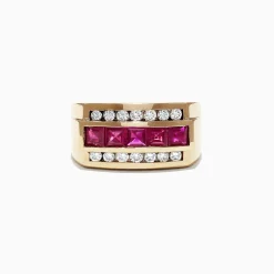 Mens|Effy Jewelry Men's 14K Yellow Gold Diamond Ruby Ring, 2.59 TCW