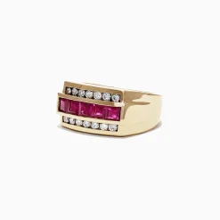 Mens|Effy Jewelry Men's 14K Yellow Gold Diamond Ruby Ring, 2.59 TCW
