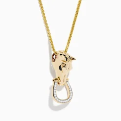 Mens|Effy Jewelry Men's 14K Yellow Gold Diamond Horse Pendant