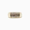 Mens|BH Multi Men's 14K Yellow Gold Espresso and White Diamond Ring, 0.96 TCW