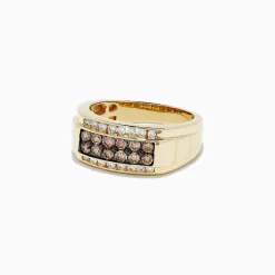 Mens|BH Multi Men's 14K Yellow Gold Espresso and White Diamond Ring, 0.96 TCW