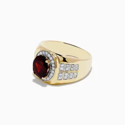 Mens|Effy Jewelry Men's 14K Yellow Gold Garnet and Diamond Ring