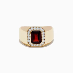 Mens|Effy Jewelry Men's 14K Yellow Gold Garnet and Diamond Ring