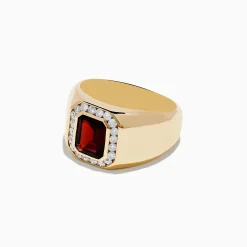 Mens|Effy Jewelry Men's 14K Yellow Gold Garnet and Diamond Ring