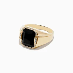 Mens|Effy Jewelry Men's 14K Yellow Gold Onyx and Diamond Ring