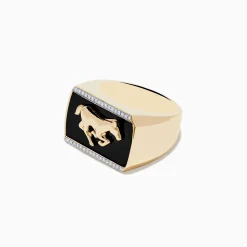 Mens|Effy Jewelry Men's 14K Yellow Gold Onyx and Diamond Running Horse Ring