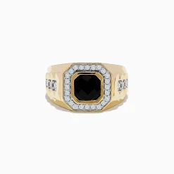 Mens|Effy Jewelry Men's 14K Yellow Gold Onyx and Diamond Ring