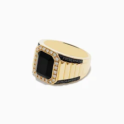 Mens|Effy Jewelry Men's 14K Yellow Gold Onyx and Diamond Ring