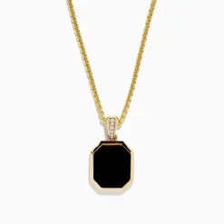 Mens|Effy Jewelry Men's 14K Yellow Gold Onyx and Diamond Pendant
