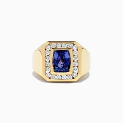 Mens|Effy Jewelry Men's 14K Yellow Gold Tanzanite and Diamond Ring, 4.20 TCW