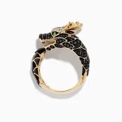 Mens|Effy Jewelry Men's 14K Yellow Gold Tsavorite and Multi Diamond Dragon Ring