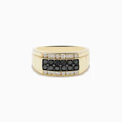 Mens|Effy Jewelry Men's 14K Yellow Gold White and Black Diamond Ring