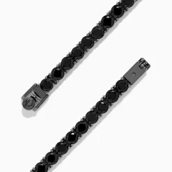 Mens|BH Multi Men's Silver Rhodium Plated Black Spinel Tennis Bracelet