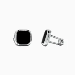 Mens|Effy Jewelry Men's Sterling Silver and Black Agate Cufflinks, 5.40 TCW